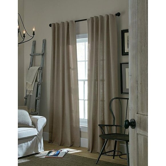 allen + roth 84-in Tan Polyester Light Filtering Back Tab Single Curtain Panel - Picture 1 of 4